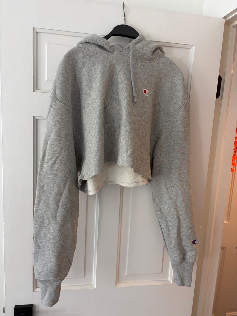 Champion Heather Gray Cropped Crewneck Hoodie